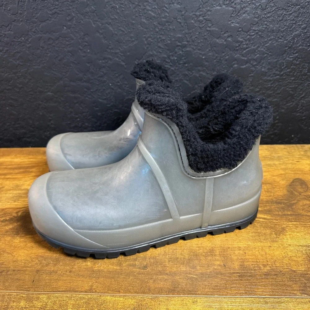 UGG Raincloud Clear 1132070 Grey Synthetic Rain Boots Women Size 9